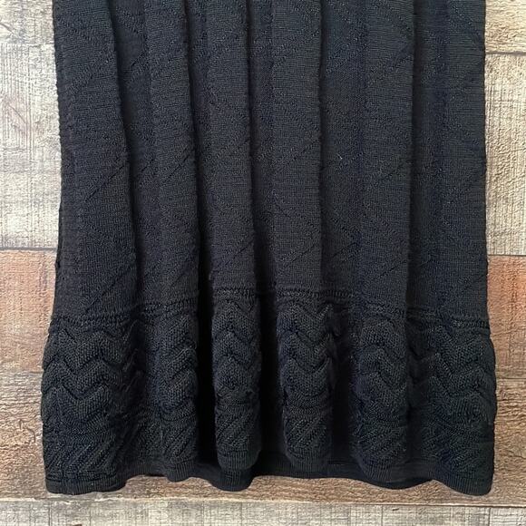 M by Missoni Open Knit V-Neck Dress Cropped Sleeves Solid Black Size XS 0 2 4 - Picture 5 of 15